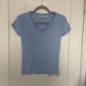 Vineyard Vines Blue and White Striped V-Neck Tee Size XXS